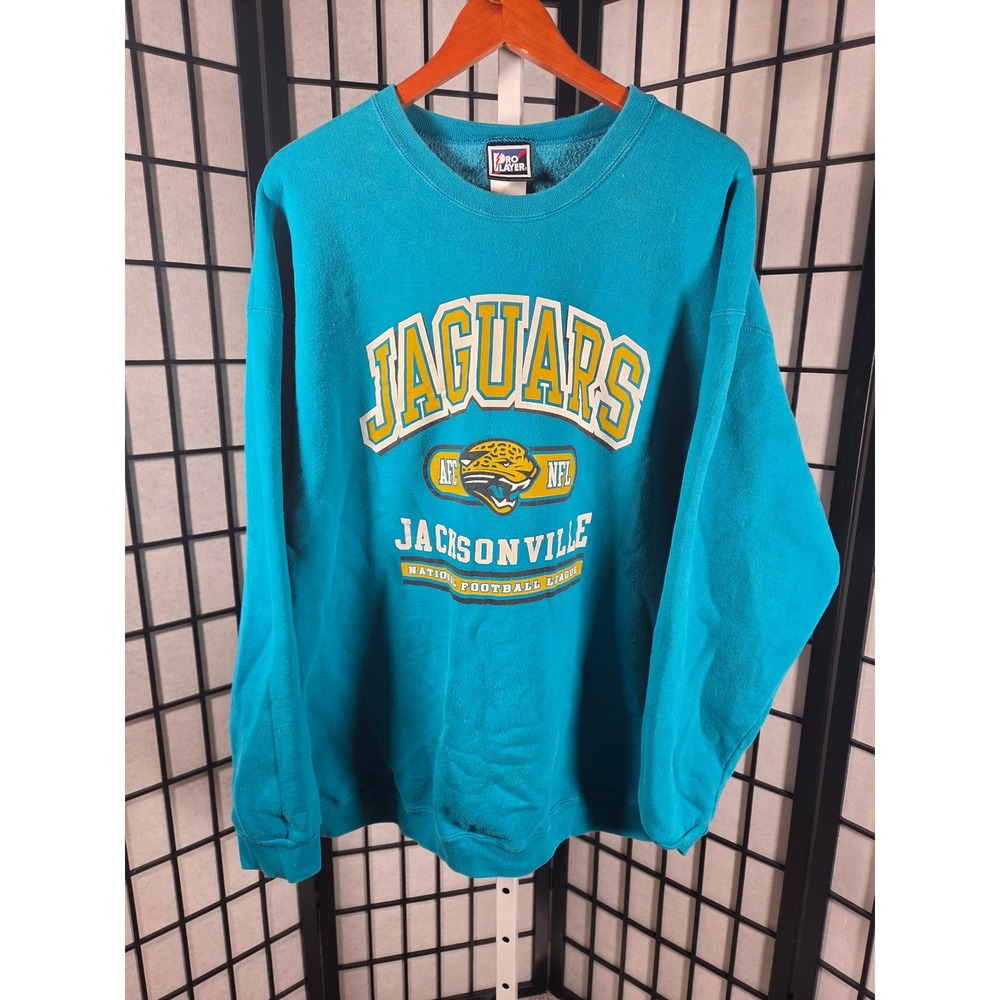 Vintage Pro Layer 90s Retro Jacksonville Jaguars NFL Sweatshirt Teal Mens XXL